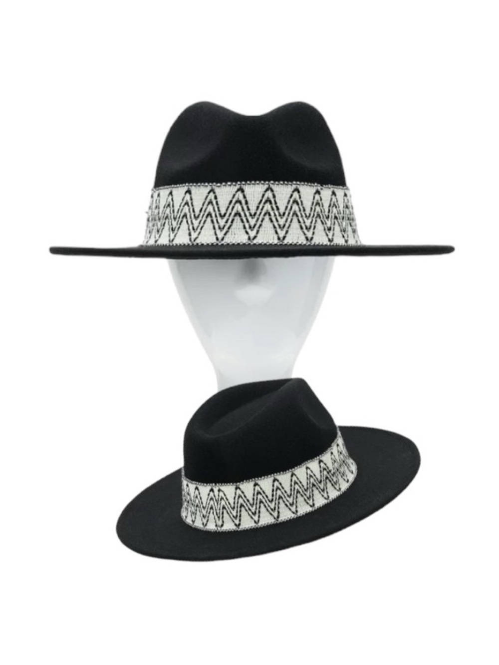 Time and Tru Black Hat with White Pattern Trim